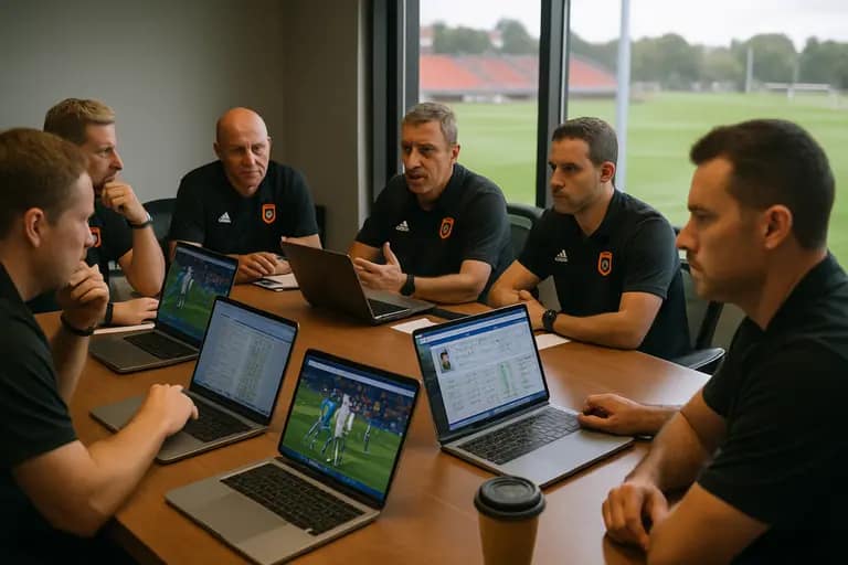 Professional academy training session with players working in small groups