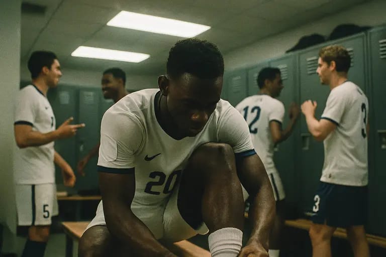 United States forward waiting in the box as defenders track runners