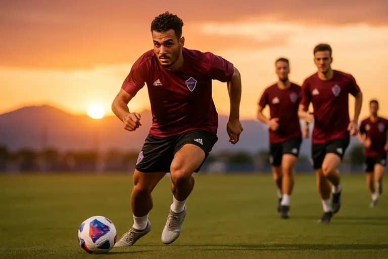 Attacking players moving through a wide passing drill at training